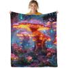 CDIWIDH Cartoon Mushroom Throw Blanket - Cute Mushroom Blanket for Girls Kids Adults Plant Print Pattern Girls Blankets for Sofa Couch Bed, Throw Size 50" x 60" (130 x 150 cm) view 2