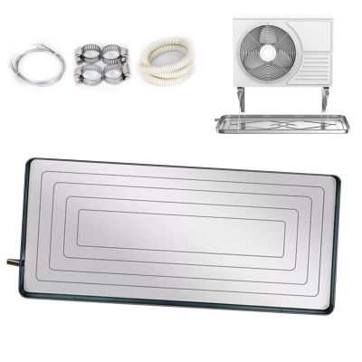 GQMYCDM Condensate Drain Pan Stainless Steel Drip Tray, Stainless Steel Condensate Drain Pad Water Collector Pad, with Drain Kit,for Window Ac and Mini Split Units(Color:Silver 5P)