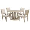Coaster Home Furnishings - Trofello - Wood - 5-Piece Farmhouse Round Pedestal Dining Table Set with Upholstered Armless Chairs & Curved Legs - Dining Room - White Washed & Beige - 123120-S5 view 1
