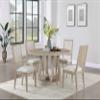 Coaster Home Furnishings - Trofello - Wood - 5-Piece Farmhouse Round Pedestal Dining Table Set with Upholstered Armless Chairs & Curved Legs - Dining Room - White Washed & Beige - 123120-S5 view 2