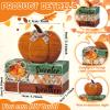 FairySandy 4 Pcs Thanksgiving Decorations for Home Fall Tiered Tray Decor Wood Book Stack with Sign Autumn Stacked Book Decor Bundle for Office Table Shelf Decorative Trays(Pumpkin) view 3