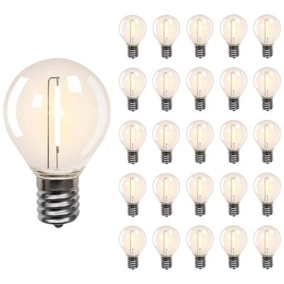 Holiday Bright Lights Belle Luci G40 Replacement Bulbs, Set of 25 Single Filament LED Bulbs for Outdoor Patio String Lights