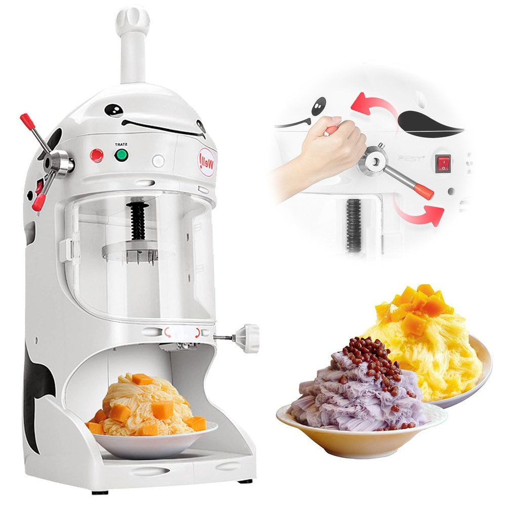 Dntum 350W Electric Shaved Ice Machine - Shaved Ice Volume: 90Kgs/H, Electric Shaved Ice Machine - Adjustable Thickness + Lifting Handle + Splash Guard