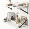 Deep Floating Shelves, 12 Inch Deep Floating Shelves for Wall, 24"W x 12"D Wall Shelves for Books, Rustic White Wooden Shelves, Large Wide Display Shelf for Bathroom, Living Room, Bedroom, Set of 2 view 1