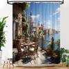 YOZSLGU Italian Street Shower Curtain City Natural Scenery Mediterranean Tuscan Europe Landscape Fabric Bathroom Decor Curtains with Hooks, 86" Wx70 H view 3