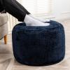 Ottoman Foot Rest Stuffed Round Boho Comfortable Floor Poof Seating Armchair Foot Stool Floor Cushion Bean Bag Pouf Ottoman 18x18x14 Inch Navy Blue view 1