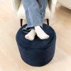 Ottoman Foot Rest Stuffed Round Boho Comfortable Floor Poof Seating Armchair Foot Stool Floor Cushion Bean Bag Pouf Ottoman 18x18x14 Inch Navy Blue view 4