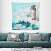 HZOHNAGO Lighthouse Tapestry Watercolor Sea Mew Wave Lighthouse Pattern Printed Tapestry Wall Hanging for Bedroom Living Room Dorm 60" W x 60" H view 1