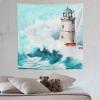 HZOHNAGO Lighthouse Tapestry Watercolor Sea Mew Wave Lighthouse Pattern Printed Tapestry Wall Hanging for Bedroom Living Room Dorm 60" W x 60" H view 3