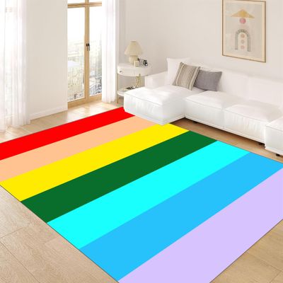 rugsjwaizj Soft Rainbow Area Rugs Girl's Bedroom Fluffy Colorful Rugs Furry Kids Play Mats Simple Rainbow Line Print Living Room Kids Room Nursery Home Decor 5x8ft