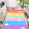 rugsjwaizj Soft Rainbow Area Rugs Girl's Bedroom Fluffy Colorful Rugs Cute Floor Mats Furry Children's Play Mats White Cloud Rainbow Prints Living Room Kids Room Nursery Home Decor 2x4ft view 3