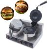 Commercial Electric Burger Waffle Maker Machine, Non Stick Panini Hamburger Press Machine Stainless Steel Ice Cream Burger Baker for Waffles, Paninis Household Hamburger Maker 2400W (Double) view 2