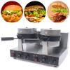 Commercial Electric Burger Waffle Maker Machine, Non Stick Panini Hamburger Press Machine Stainless Steel Ice Cream Burger Baker for Waffles, Paninis Household Hamburger Maker 2400W (Double) view 3