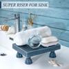 EOSAHR Square Wood Riser Display Stand for Dusty Blue Bathroom Decor, Blue view 2