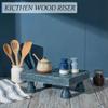 EOSAHR Square Wood Riser Display Stand for Dusty Blue Bathroom Decor, Blue view 3