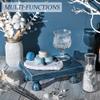 EOSAHR Square Wood Riser Display Stand for Dusty Blue Bathroom Decor, Blue view 4