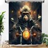 YOZSLGU Funny Monkey Shower Curtain Funny Animal Gorilla Riding Motorcycle Fabric Bathroom Decor Curtains with Hooks, 55" Wx70 H view 3