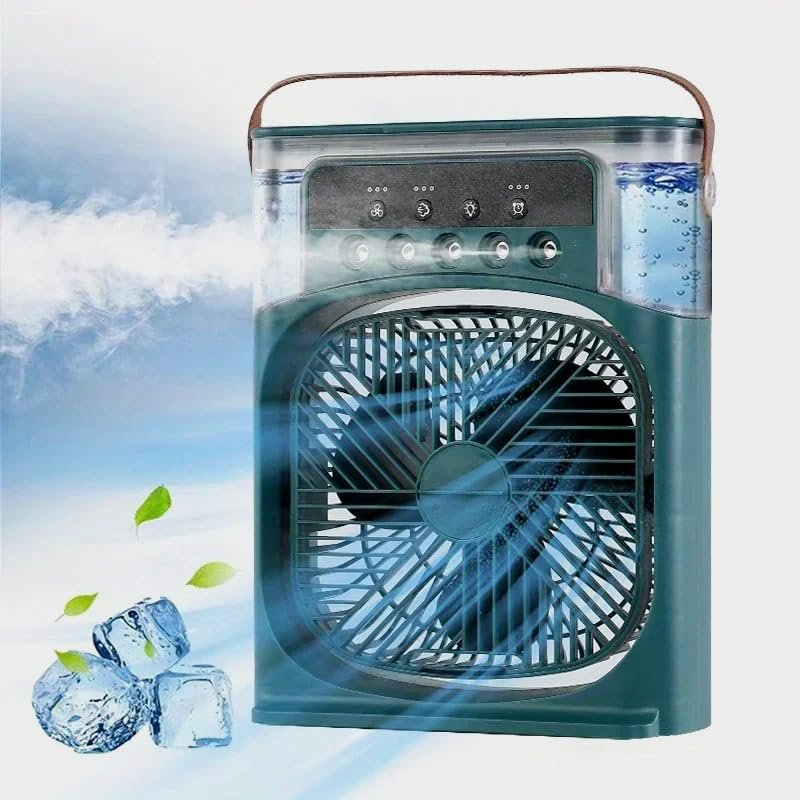 HTLNUZD Portable Air Conditioner Cooling Fan, 3 In 1 LED Night Light Portable Humidifier Air 3 Mist, 7 Night Light, 1-3H Timer, Small Air Conditioner for Bedroom Office (Green)