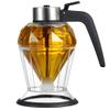 Elegant Honey Pot With Stand, No-Drip Glass Syrup Dispenser, Diamond Shaped Jar For Sauces, Vinegar, Oil view 2