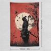 KeKee Samurai Standing Bird Silhouette Tapestry Wall Hanging Decoration Bedroom Home Living Room Wall Extra Large Art Tapestry 40""x60"", style view 2