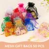 Crweety 50 Pcs Mixed Color Organza Bags 4x6 Inch, Small Mesh Bags Drawstring Small Gift Bag Pouch Bag for Wedding Party Favor Valentine Gift view 4