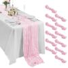 Bailarina 25 Pack Cheesecloth Table Runner 17x108 Inch Long Gauze Cheese Cloth 9ft Wrinkled Sheer Table Runner for Wedding Reception Birthday Party Table Decoration (Pink) view 1