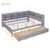 VilroCaz Modern Full Size Daybed with L-Shaped Bookcases, Solid Wood Daybed Sofa Bed Frame with 2 Drawers and USB Charging Ports for Office Living Room Bedroom, Maximize Space (Grey-HF) view 3
