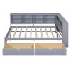 VilroCaz Modern Full Size Daybed with L-Shaped Bookcases, Solid Wood Daybed Sofa Bed Frame with 2 Drawers and USB Charging Ports for Office Living Room Bedroom, Maximize Space (Grey-HF) view 4