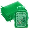 Crweety 50 Pcs 6x9 Inch Green Organza Gift Bags, Mesh Bags Drawstring Pouch for Easter Gifts Party Favor view 1
