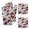 4 Pcs Oven Mitts and Pot Holders Heat Resistant Kitchen Oven Mitts with Pot Holders Many Heart-Shaped Paper Cuts Microwave Gloves Non-Slip Kitchen Hot Pads Set for Baking Cooking BBQ view 1