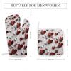 4 Pcs Oven Mitts and Pot Holders Heat Resistant Kitchen Oven Mitts with Pot Holders Many Heart-Shaped Paper Cuts Microwave Gloves Non-Slip Kitchen Hot Pads Set for Baking Cooking BBQ view 2