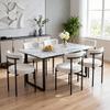AVAWING White Boucle Dining Chairs Set of 6, Modern Kitchen Chairs with Black Metal Legs and Curved Backrest, Round Dining Room Chairs for Dining Room and Kitchen view 1