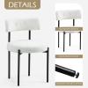 AVAWING White Boucle Dining Chairs Set of 6, Modern Kitchen Chairs with Black Metal Legs and Curved Backrest, Round Dining Room Chairs for Dining Room and Kitchen view 3