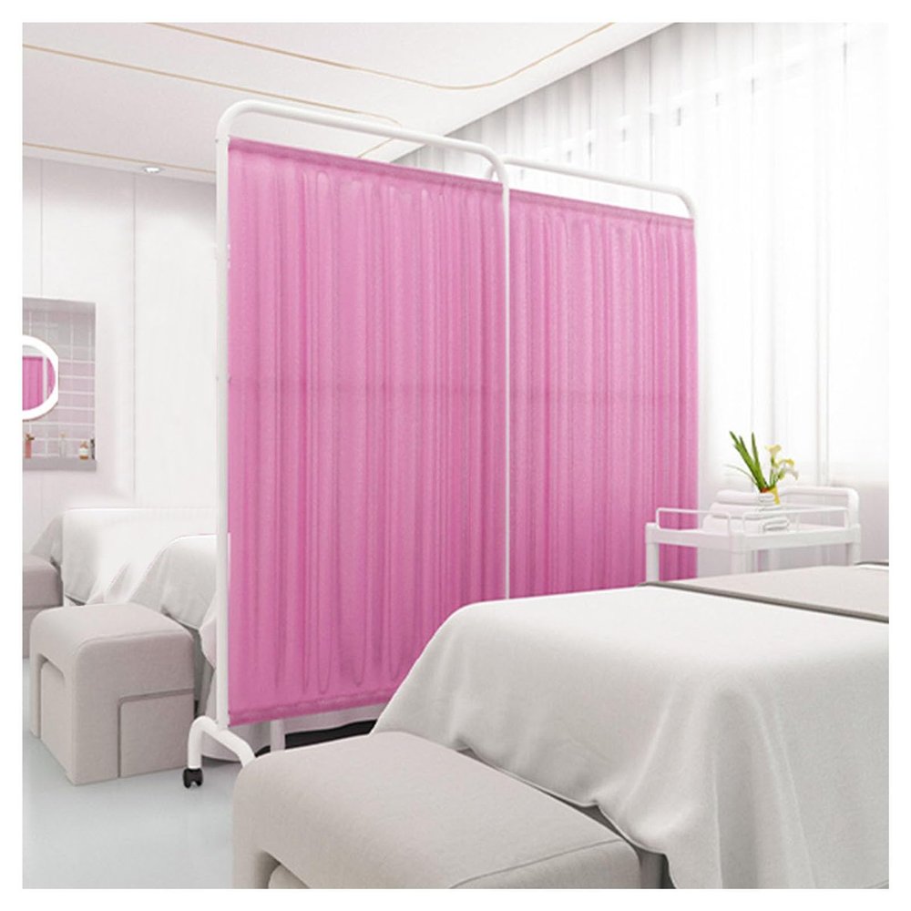 BXKCFYBSQ Mobile Medical Privacy Screen Room Partition, Ward/Beauty Salon/Health Center Standing Door Partition, 180 Cm High Foldable Iron Frame, Blue Nylon Silk Fabric(Color:Pink,Size:5-Panel)