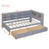 Wooden Twin Size DayBed Platform Bed with L-Shaped Headboard and Storage Shelf, Daybed Sofa Bed Frame with 2 Drawers and USB Charging Ports for Office Living Room Bedroom, Maximize Space (Grey-T5) view 2
