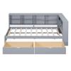 Wooden Twin Size DayBed Platform Bed with L-Shaped Headboard and Storage Shelf, Daybed Sofa Bed Frame with 2 Drawers and USB Charging Ports for Office Living Room Bedroom, Maximize Space (Grey-T5) view 4