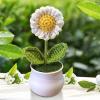 LAFANDE Crochet Flowers Potted, Knitted Plants Flower Potted, Cute Knitted Flower Ornament, Handmade Car Crochet Center Console Decoration, Desk Flowers Plant Decor view 3