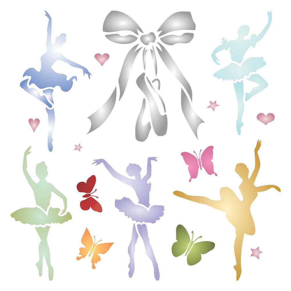 Ballet Stencil, 6.5 x 6.5 inch - Scrapbooking Art Decor Painting Template