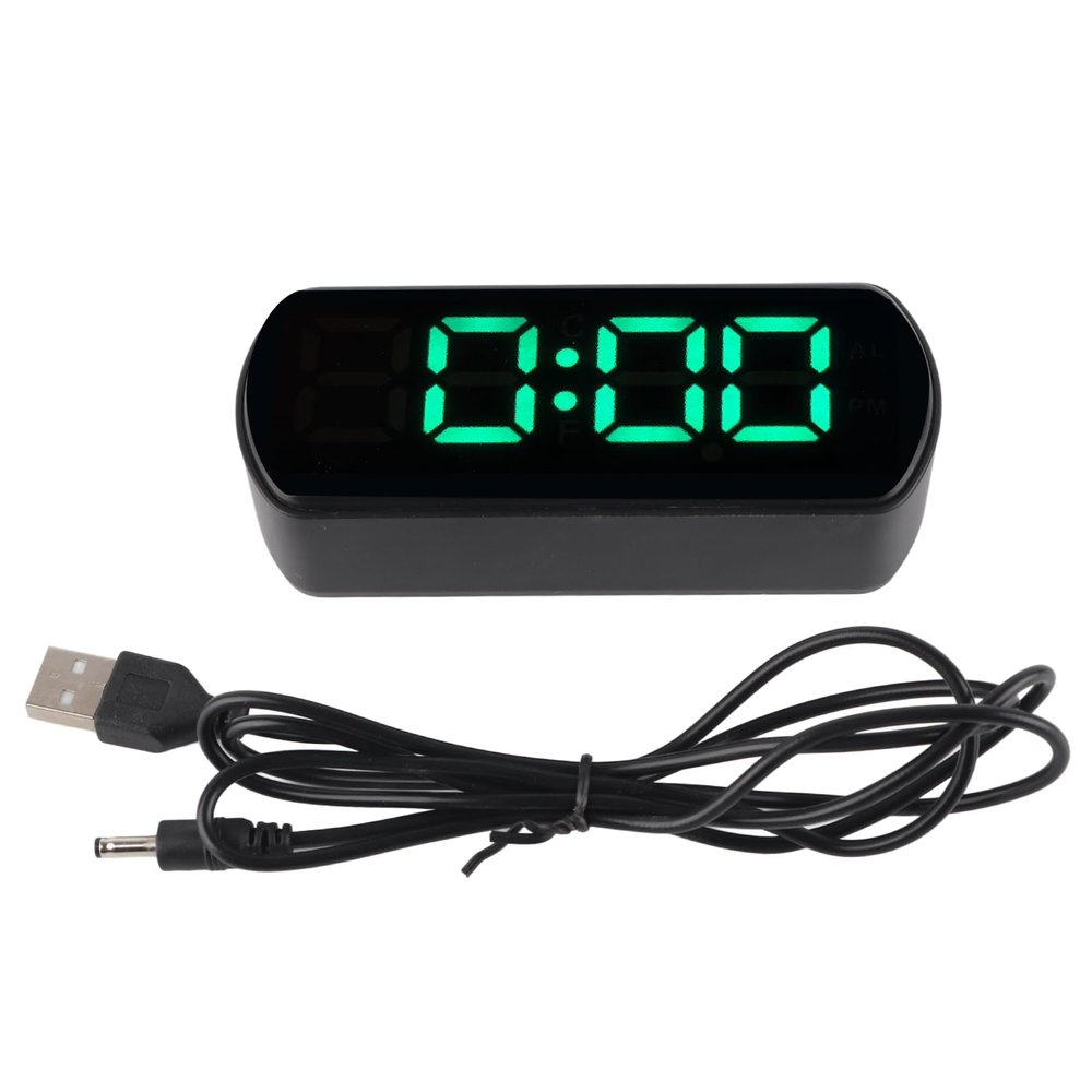 Digital Alarm Clock, LED Display Alarm Clock Large Numbers Display with Snooze and Temp Display Adults USB Charger Electronic Desktop Clock for Kids, Teens Green Number