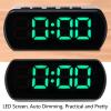 Digital Alarm Clock, LED Display Alarm Clock Large Numbers Display with Snooze and Temp Display Adults USB Charger Electronic Desktop Clock for Kids, Teens Green Number view 3