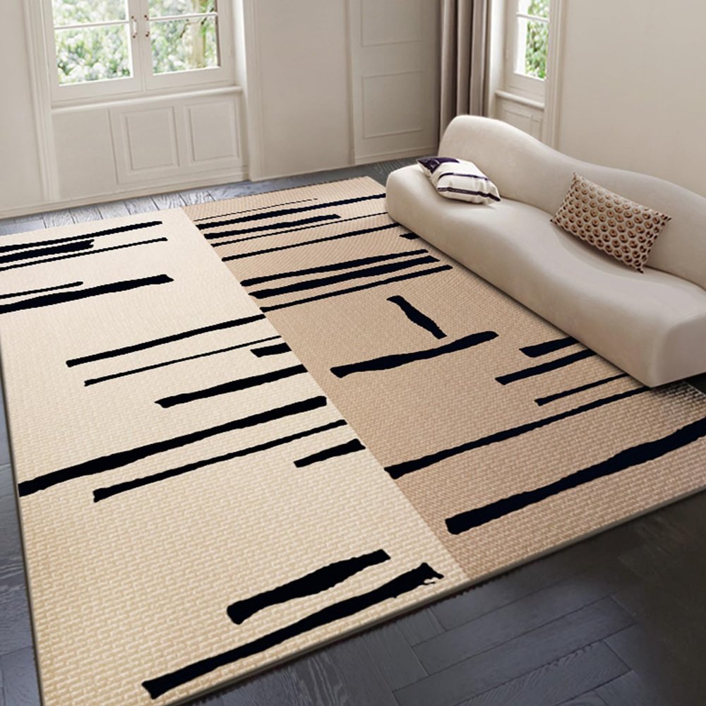 1.5x2.6ft Aesthetic Area Rug Washable Bedroom Stain Resistant Rug, Soft Rugs Ideal for High Traffic Living Room Entryway Dining Room, Non-Slip Non-Shedding Low-Pile Floor Indoor and Outdoor Carpet