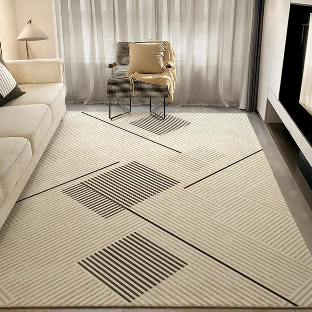 2x4ft Indoor Large Area Rug, Anti-Slip Rubber Backing Non-Shedding Outdoor Rug, Perfect for Living/Dining Room, Bedroom, Office, Kitchen, Entryway, Modern Geometric Trellis Floor Dcor
