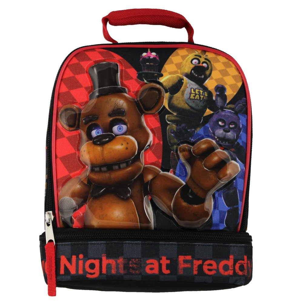 Bioworld Five Nights At Freddy's Let's Eat Dual Compartment Insulated Soft Lunch Bag Tote Bag 10"