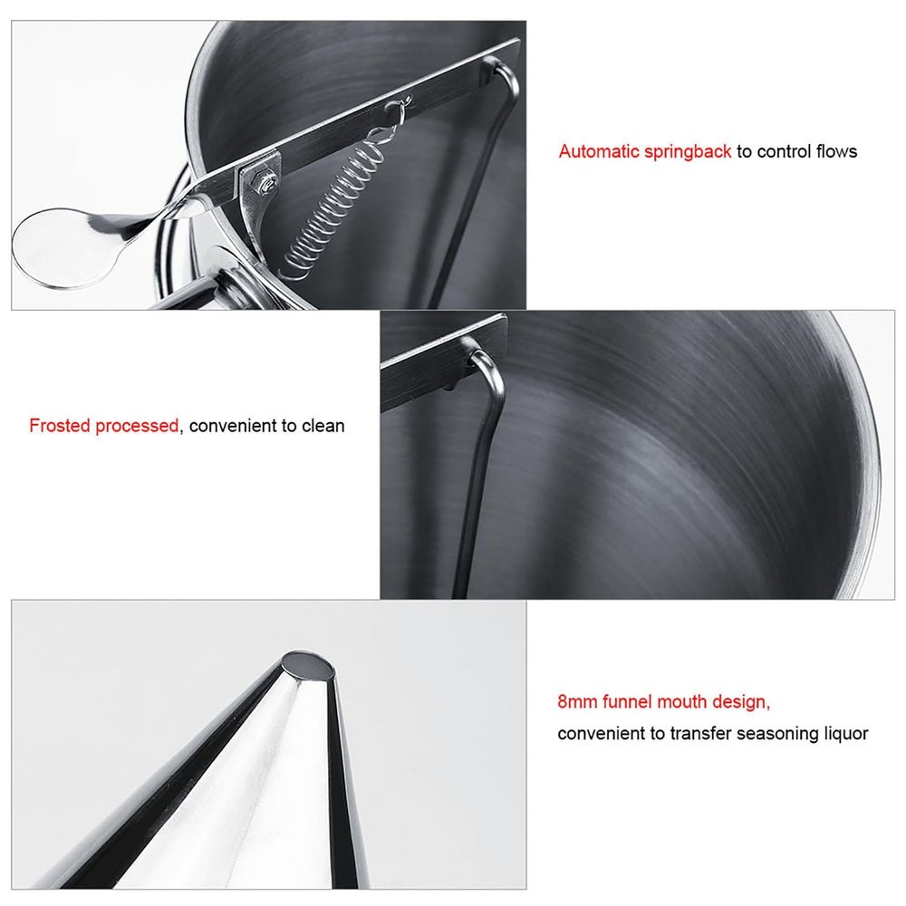 Akozon Stainless Steel Baking Funnel with Rack, Pancake Batter Dispenser, Octopus Balls & Cupcake Making Kitchen Tool for Home & Bakery Use