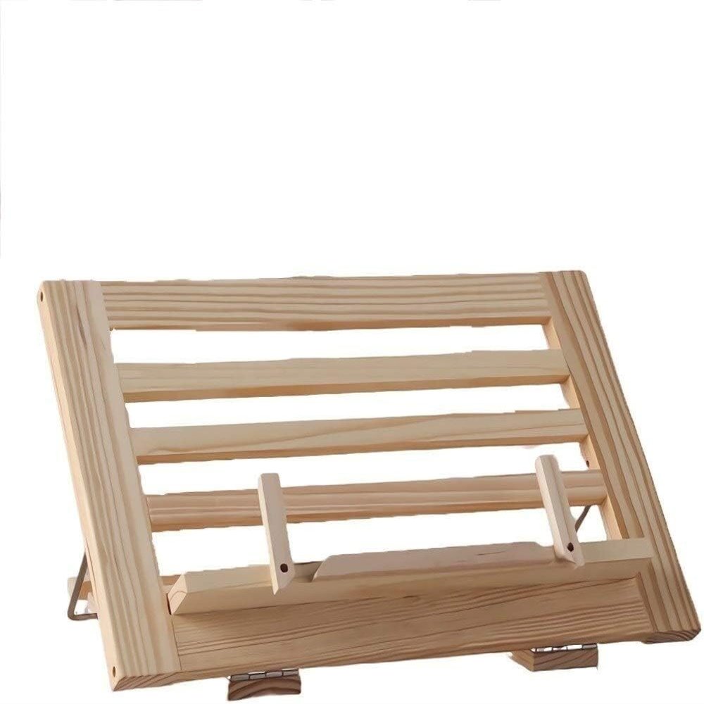 Bookcase Wooden Frame Reading Shelf Reading Book Shelf Flat Shelf Student Shelf Recipe Durable (Color: Wood)