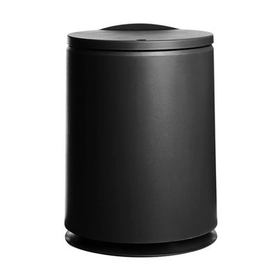 EARSHOT Trash Can Household PP Trash Can Push-Type Household Trash Can Indoor Waste Paper Basket Living Room Bedroom Kitchen Bathroom Garbage Storage Bathroom Trash Can(Color:Black)