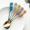 SABALON Spoons Soup Spoons Dessert Spoons Lange Handgreep Mini Roestvrij Staal Rose Koffie Lepel Roer Lepel Theelepeltje Kleine Ice Cream Dessert Lepels Serving Spoons(Color:D), 1 pcs view 3