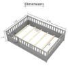 CITYLIGHT Full Floor Bed with High Rails, Wood Montessori Floor Bed with Door Design, Kids Full Bed Frame with Bed Slats for Boys Girls Children,Grey view 2