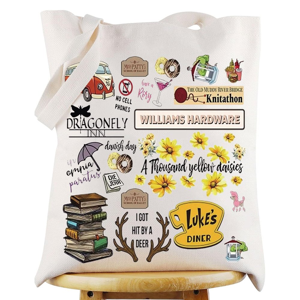 WZMPA Lorelai And Rory Fans Tote Bag TV Show Gifts Luke's Dinner Reusable Grocery Bag Lorelai And Rory Merchandise (Luke's-T)