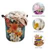 Round Laundry Basket with Handles Personalized Laundry Hamper for Bedroom Flowers And Hawaiian Tribal Patterns Circular Laundry Lightweight Waterproof Storage Basket Dirty Clothes Hamper for Bathroom view 3